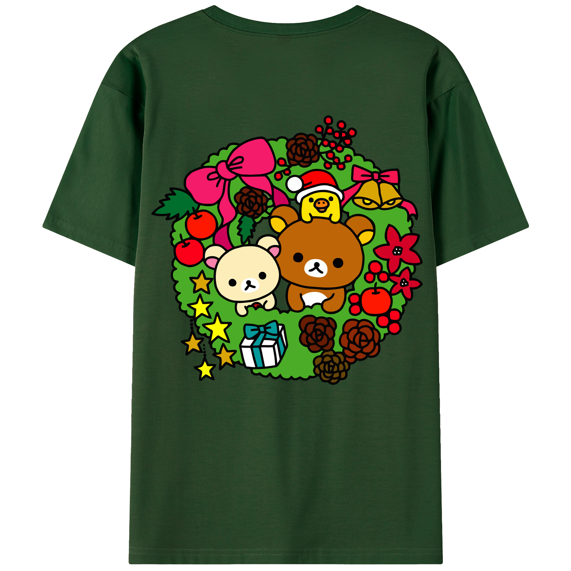 （画像用） リラックマ リラックマ キイロイトリ Rilakkuma Korilakkuma Kiiroitori 綿100％半袖Tシャツ（背面プリント）